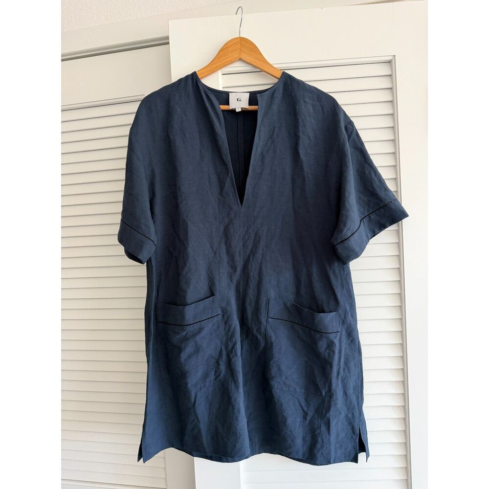 G. Label by Goop Mini Caftan Dress in Navy size 4 - Picture 4 of 9